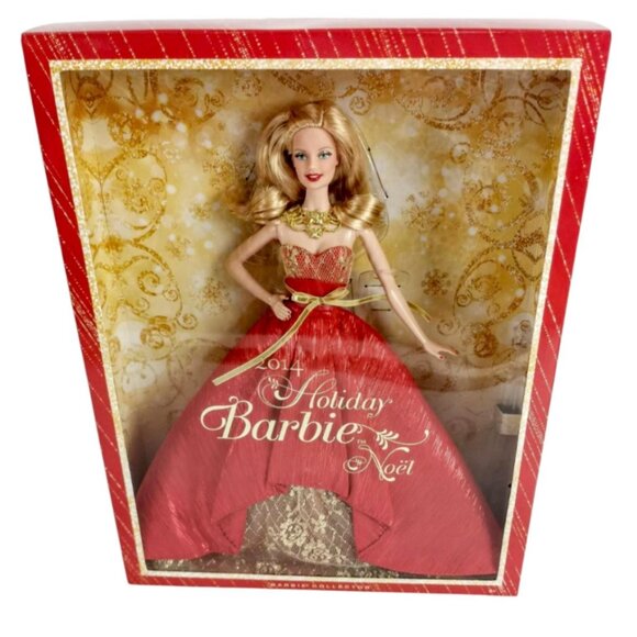 Holiday Barbie 2014 Xmas Red Ballgown 11 in Fashion Doll Blonde Hair New Sealed - Picture 1 of 5